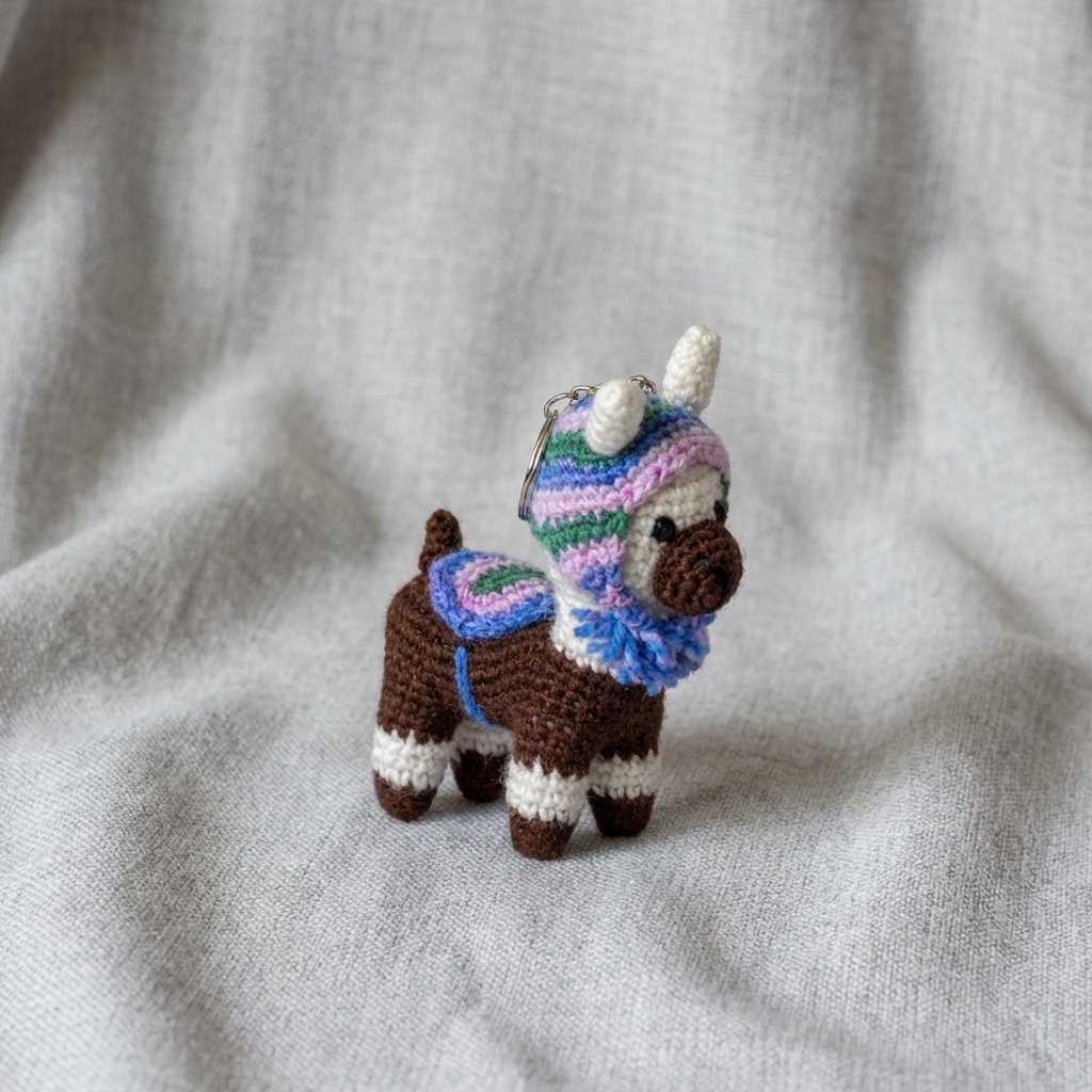 llavero alpaca (marrón con blanco)