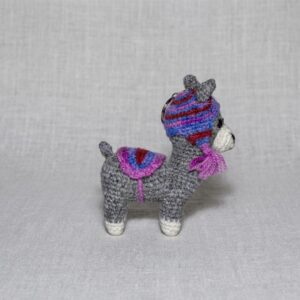 llavero alpaca (marrón con blanco)