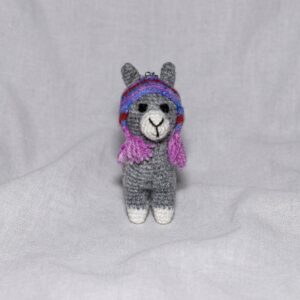 llavero alpaca (marrón con blanco)